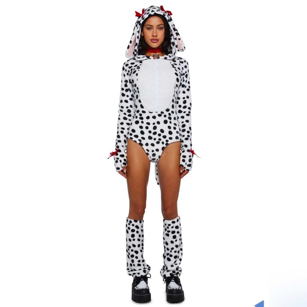 NWT Dolls Kill XXL Puppy Please Dalmatian 6 Pc Costume Set Bodysuit Leg warmers